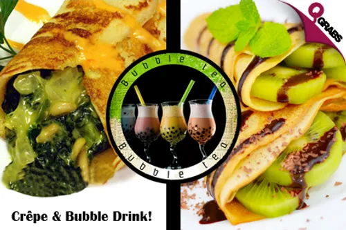 For QR25 Tuck into a Freshly Made Crêpe and a Delicious Bubble Tea! (QR63 Value)